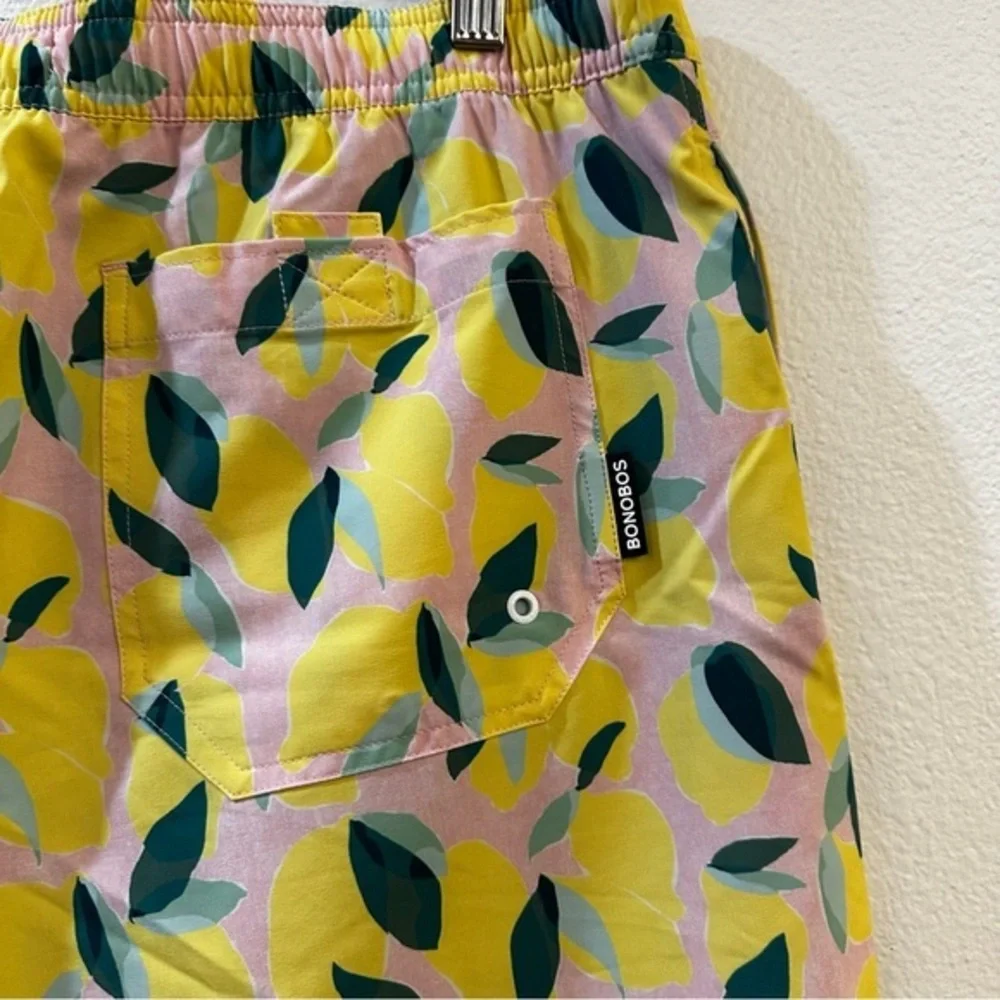 Bonobos Riviera Swim Trunks Board Shorts Painted Lemons‎ Pockets Size Large